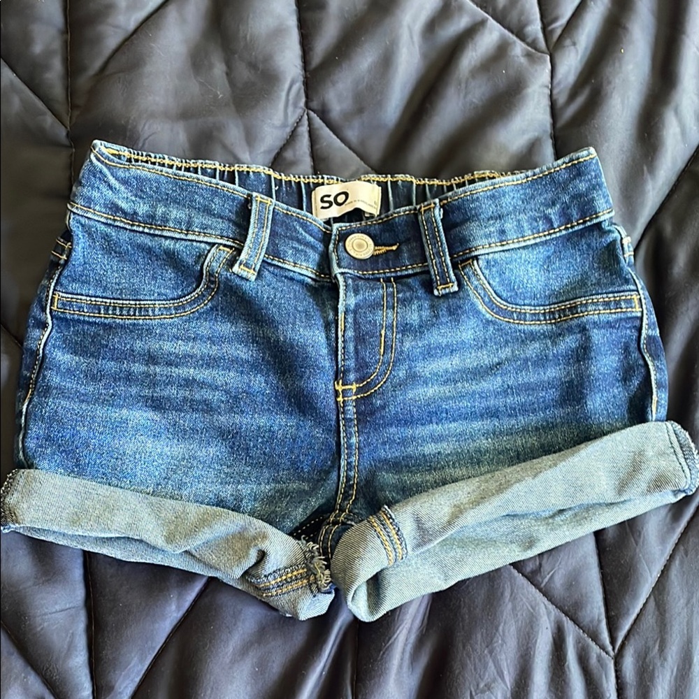 SO Blue Denim Shorts Rolled Hem